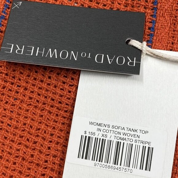 Road To Nowhere Women's Cropped Tank Top Size XS | Sofia Woven Cotton – Orange - Picture 4 of 10
